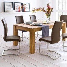 Esszimmerstuhl >Muvo II< (2er Set) in Braun aus Echtleder - 43x103x52cm (BxHxT)