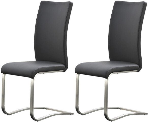 Esszimmerstuhl >Muvo II< (2er Set) in grau aus Echtleder - 43x103x52cm (BxHxT)