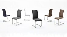 Esszimmerstuhl >Muvo II< (2er Set) in grau aus Echtleder - 43x103x52cm (BxHxT)