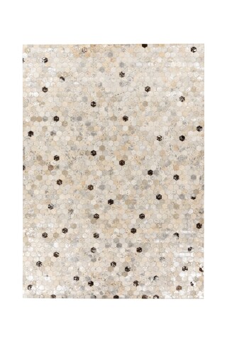 Teppich >Lavin< in Silber / Grau, 100% Leder - 170x120cm (LxB)