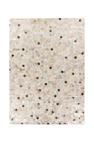 Teppich >Lavin< in Silber / Grau, 100% Leder - 230x160cm (LxB)