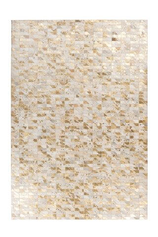 Teppich >Lavin< in Gold / Multi, 100% Leder - 170x120cm (LxB)