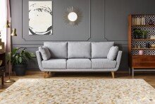 Teppich >Lavin< in Gold / Multi, 100% Leder - 280x200cm (LxB)