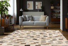Teppich >Lavin< in Grau, 100% Leder - 170x120cm (LxB)