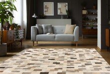 Teppich >Lavin< in Grau, 100% Leder - 230x160cm (LxB)
