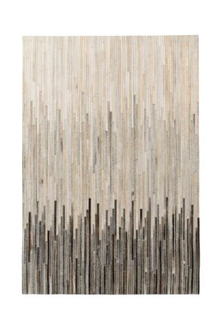 Teppich >Lavin< in Creme / Schwarz, 100% Leder - 170x120cm (LxB)