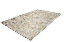 Teppich >Lavish< in Elfenbein / Gold, 100% Leder - 170x120cm (LxB)