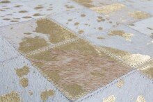 Teppich >Lavish< in Elfenbein / Gold, 100% Leder - 230x160cm (LxB)