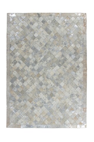 Teppich >Lavish< in Grau / Silber, 100% Leder - 150x80cm (LxB)