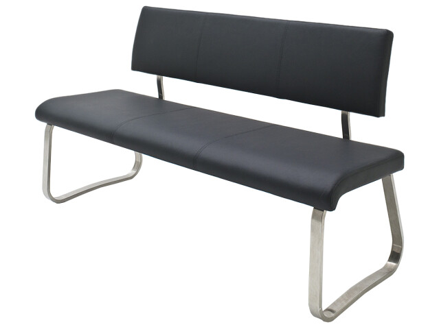Sitzbank >Muvo II< in Schwarz aus Metall - 175x86x59cm (BxHxT)