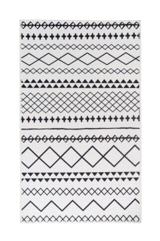 Teppich >Maya< in Weiß / Schwarz, 100% Polyester - 180x120cm (LxB)