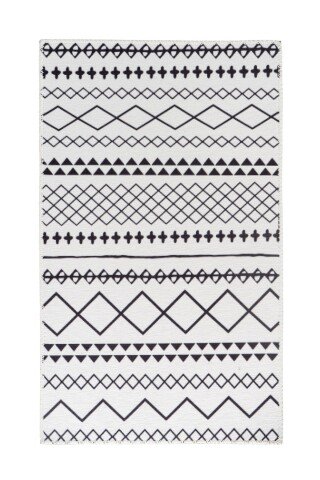Teppich >Maya< in Weiß / Schwarz, 100% Polyester - 180x120cm (LxB)