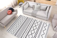 Teppich >Maya< in Weiß / Schwarz, 100% Polyester - 180x120cm (LxB)