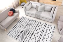 Teppich >Maya< in Weiß / Schwarz, 100% Polyester - 290x200cm (LxB)