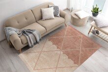 Teppich >Mylen< in Creme / Altrosa, 100% Baumwolle - 290x200cm (LxB)