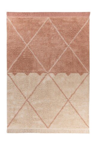 Teppich >Mylen< in Creme / Altrosa, 100% Baumwolle - 150x80cm (LxB)