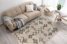 Teppich >Mylen< in Creme / Schwarz, 100% Baumwolle - 290x200cm (LxB)