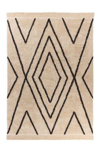 Teppich >Mylen< in Creme / Schwarz, 100% Baumwolle - 170x120cm (LxB)