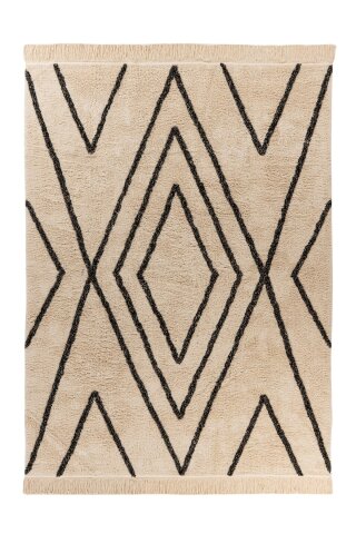Teppich >Mylen< in Creme / Schwarz, 100% Baumwolle - 150x80cm (LxB)