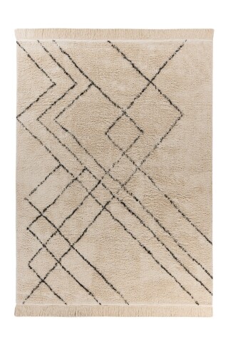 Teppich >Mylen< in Creme / Schwarz, 100% Baumwolle - 170x120cm (LxB)