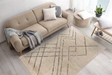 Teppich >Mylen< in Creme / Schwarz, 100% Baumwolle - 170x120cm (LxB)