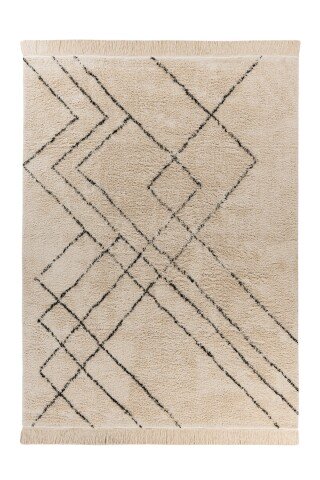 Teppich >Mylen< in Creme / Schwarz, 100% Baumwolle - 290x200cm (LxB)