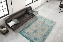 Teppich >Nostalgia< in Türkis, 50% Baumwolle / 50% Polyester - 150x80cm (LxB)