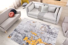 Teppich >Peron< in Grau / Gold, 100% Polyester - 290x200cm (LxB)