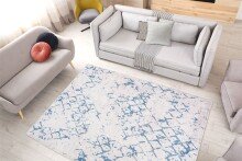 Teppich >Peron< in Weiß / Blau, 100% Polyester - 180x120cm (LxB)