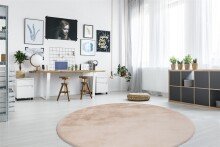 Teppich >Rabbit< in Creme, 100% Polyester - 160x160cm (LxB)