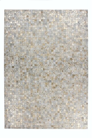 Teppich >Rocket< in Elfenbein / Gold, 100% Leder - 170x120cm (LxB)