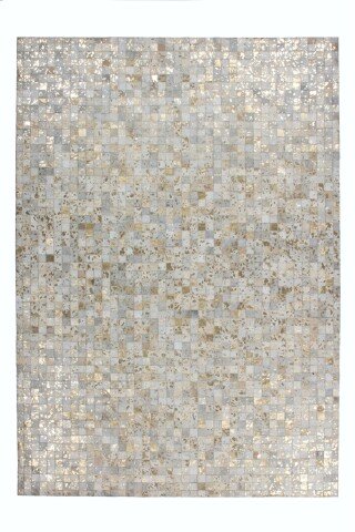 Teppich >Rocket< in Elfenbein / Gold, 100% Leder - 230x160cm (LxB)