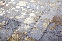Teppich >Rocket< in Elfenbein / Gold, 100% Leder - 230x160cm (LxB)