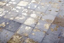 Teppich >Rocket< in Elfenbein / Gold, 100% Leder - 150x80cm (LxB)