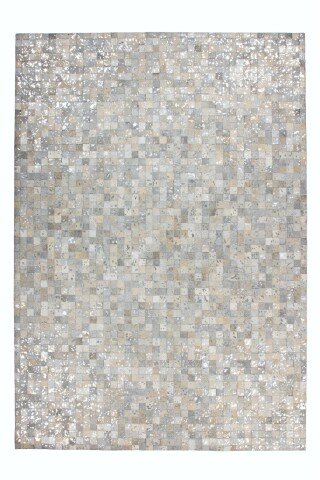 Teppich >Rocket< in Grau / Silber, 100% Leder - 290x200cm (LxB)