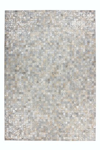 Teppich >Rocket< in Grau / Silber, 100% Leder - 150x80cm (LxB)