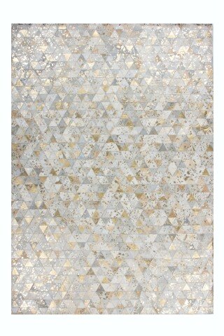 Teppich >Rocket< in Elfenbein / Gold, 100% Leder - 290x200cm (LxB)