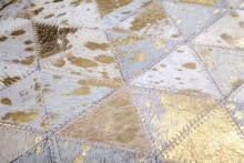 Teppich >Rocket< in Elfenbein / Gold, 100% Leder - 150x80cm (LxB)