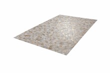 Teppich >Rocket< in Elfenbein / Gold, 100% Leder - 150x80cm (LxB)