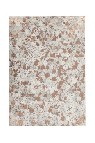 Teppich >Spark< in Elfenbein / Chrom, 100% Leder - 170x120cm (LxB)