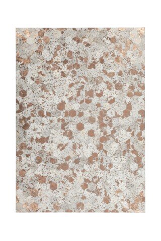 Teppich >Spark< in Elfenbein / Chrom, 100% Leder - 150x80cm (LxB)