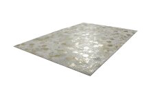 Teppich >Spark< in Elfenbein / Gold, 100% Leder - 170x120cm (LxB)