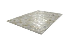Teppich >Spark< in Elfenbein / Gold, 100% Leder - 230x160cm (LxB)