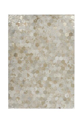Teppich >Spark< in Elfenbein / Gold, 100% Leder - 150x80cm (LxB)