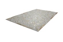 Teppich >Spark< in Elfenbein / Gold, 100% Leder - 170x120cm (LxB)