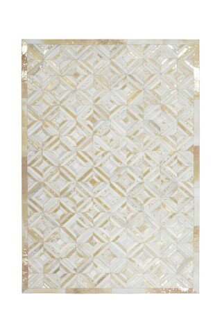 Teppich >Spark< in Elfenbein / Gold, 100% Leder - 230x160cm (LxB)