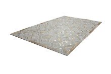 Teppich >Spark< in Elfenbein / Gold, 100% Leder - 150x80cm (LxB)