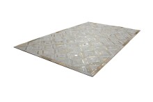 Teppich >Spark< in Elfenbein / Gold, 100% Leder - 150x80cm (LxB)