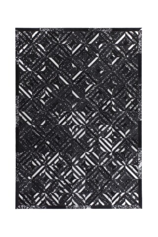 Teppich >Spark< in Schwarz / Silber, 100% Leder - 170x120cm (LxB)