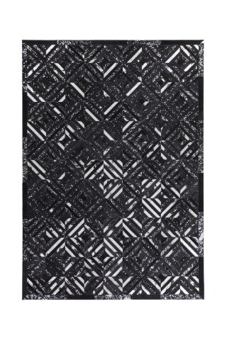 Teppich >Spark< in Schwarz / Silber, 100% Leder - 170x120cm (LxB)